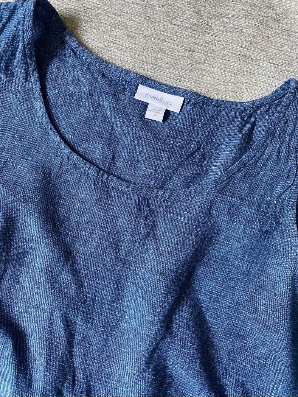 J.jill Blue Pure Jill 100% Linen Sleeveless Summer Dress Pockets Midi - Picture 8 of 12